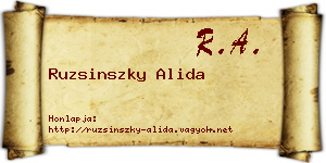Ruzsinszky Alida névjegykártya